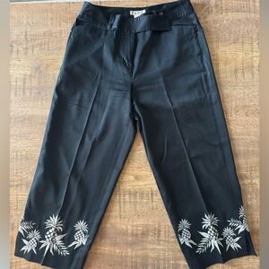 Tommy Bahama Women’s Silk Blend Pineapples Embroidered Pants Size 6